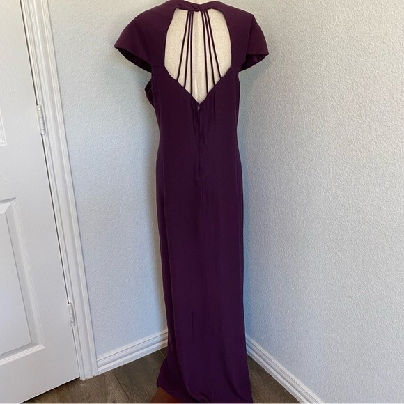 Formal Dress Maxi Purple Rhinestone Cut Out Lace Pleat Sexy Roberta SZ 20 - Picture 1 of 14